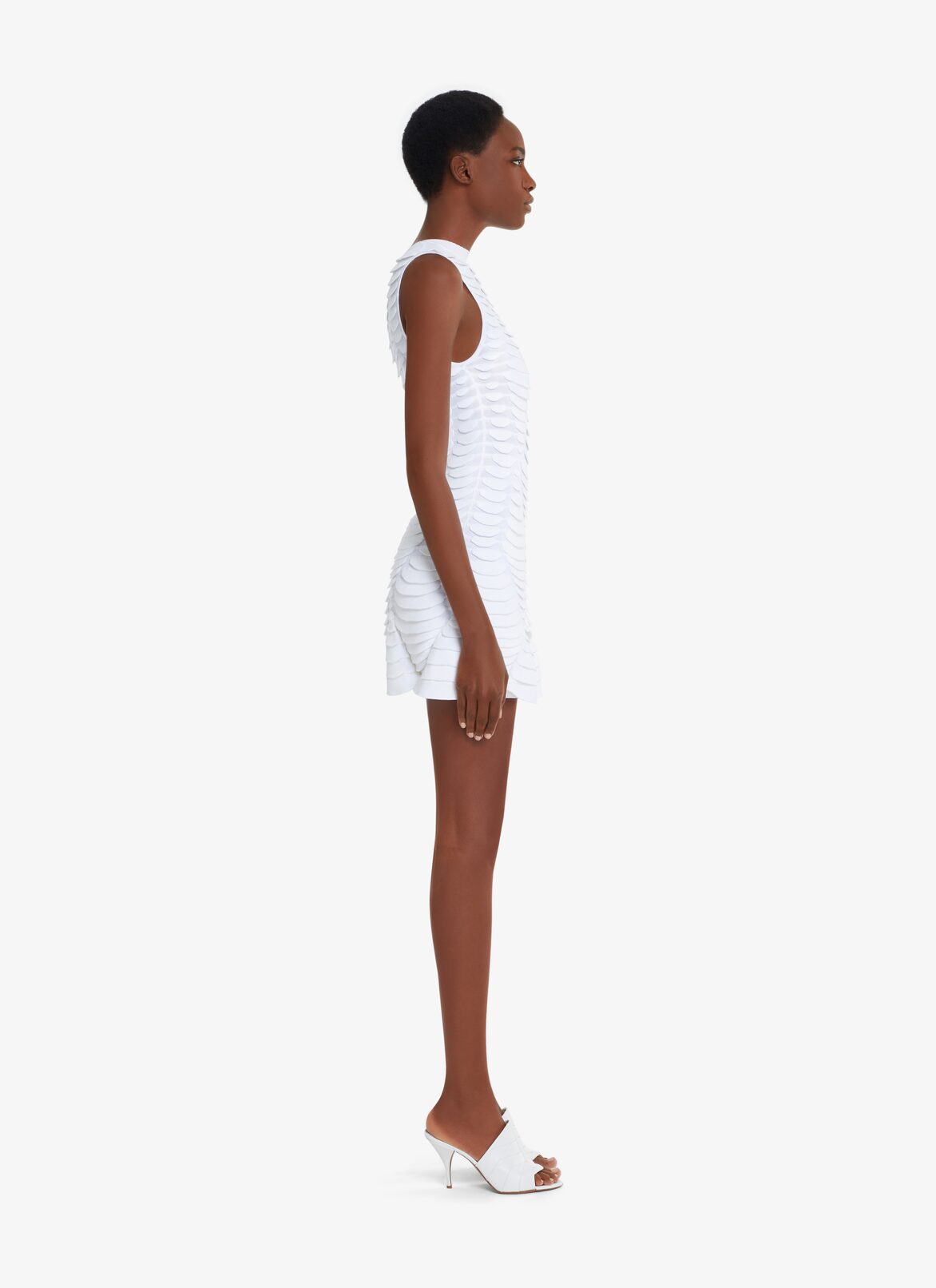 Short dress in python knit ALAÏA WHITE SHORT DRESS IN PYTHON KNIT